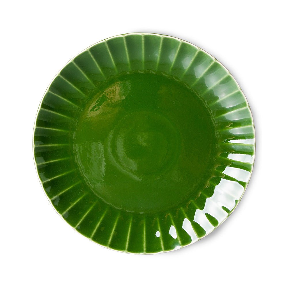 The Emeralds: Ceramic Dinner Plate Ribbed, Green