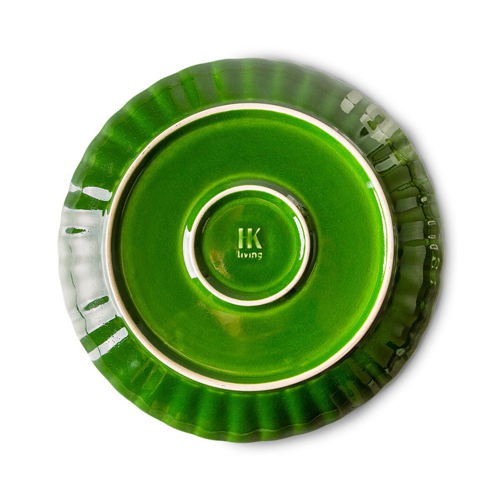 The Emeralds: Ceramic Dinner Plate Ribbed, Green