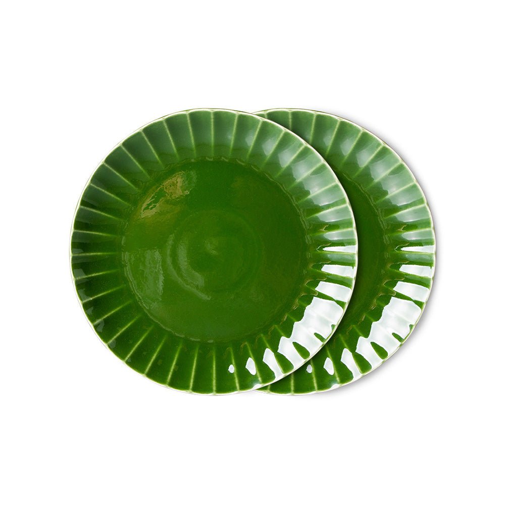 The Emeralds: Ceramic Dinner Plate Ribbed, Green