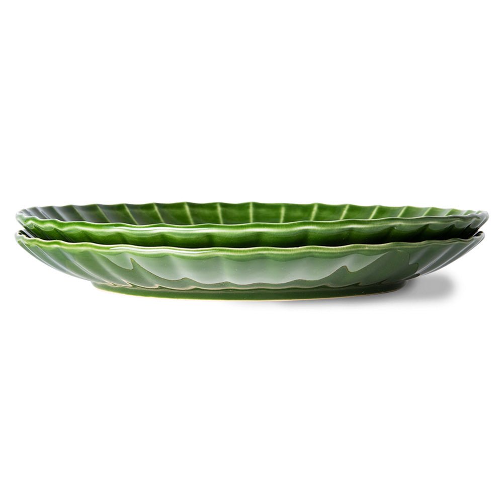 The Emeralds: Ceramic Dinner Plate Ribbed, Green