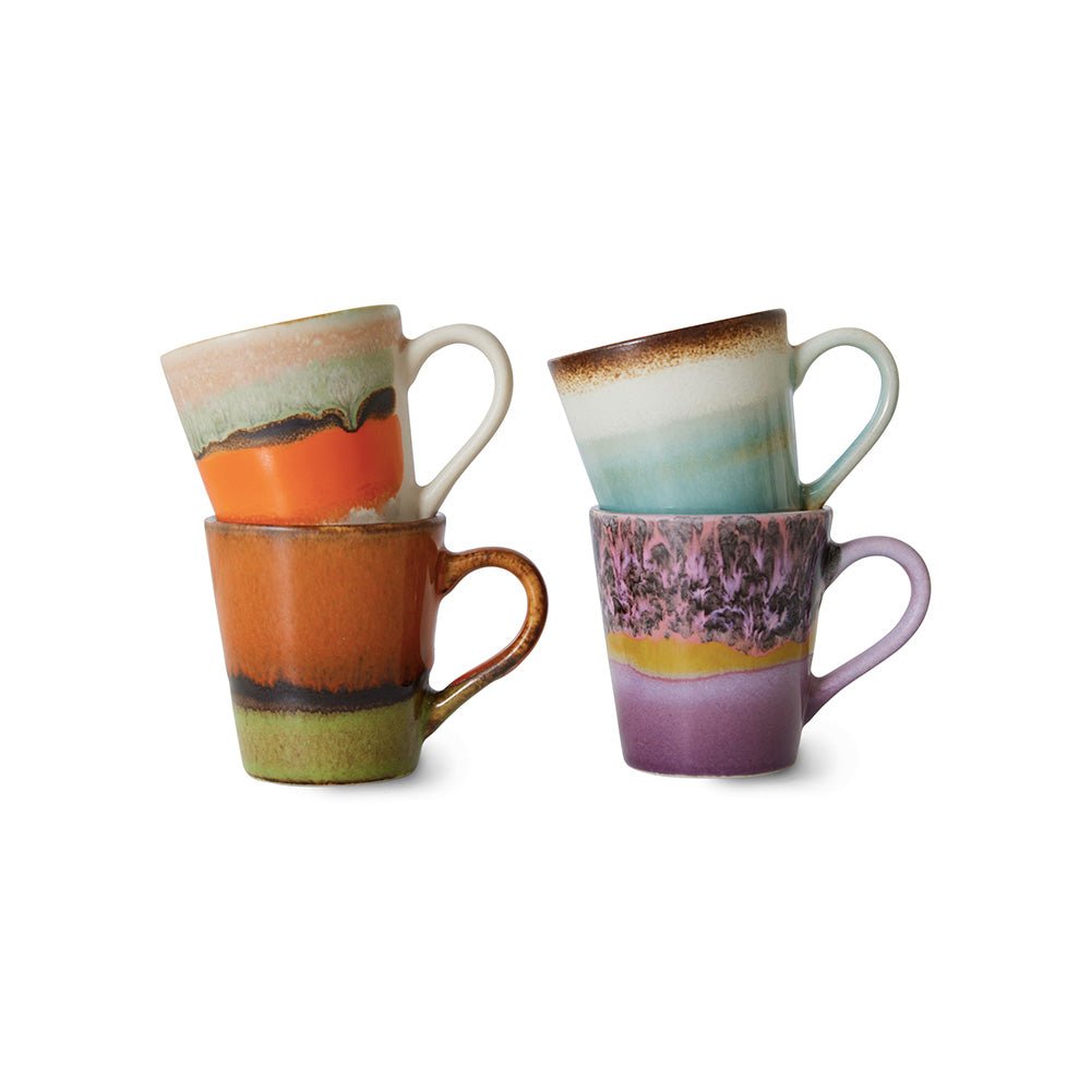 70s Ceramics Espresso Mugs Retro (set of 4)