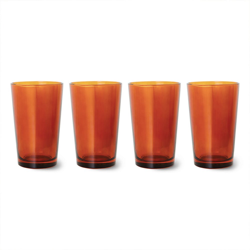 70s Glassware: Tea Glasses Amber / Brown (set of 4)