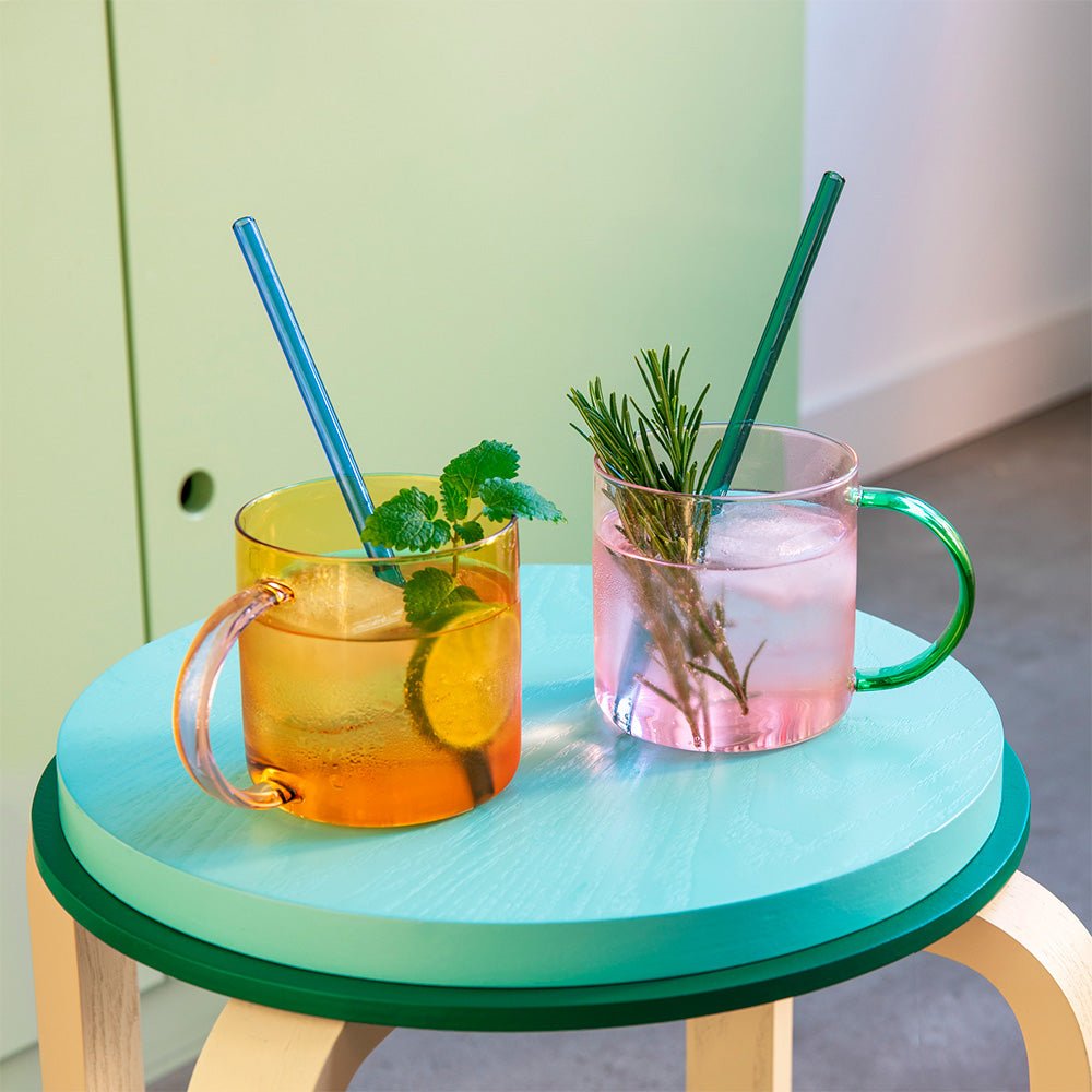 Glass Mugs Fred Rose Yellow (set of 2)