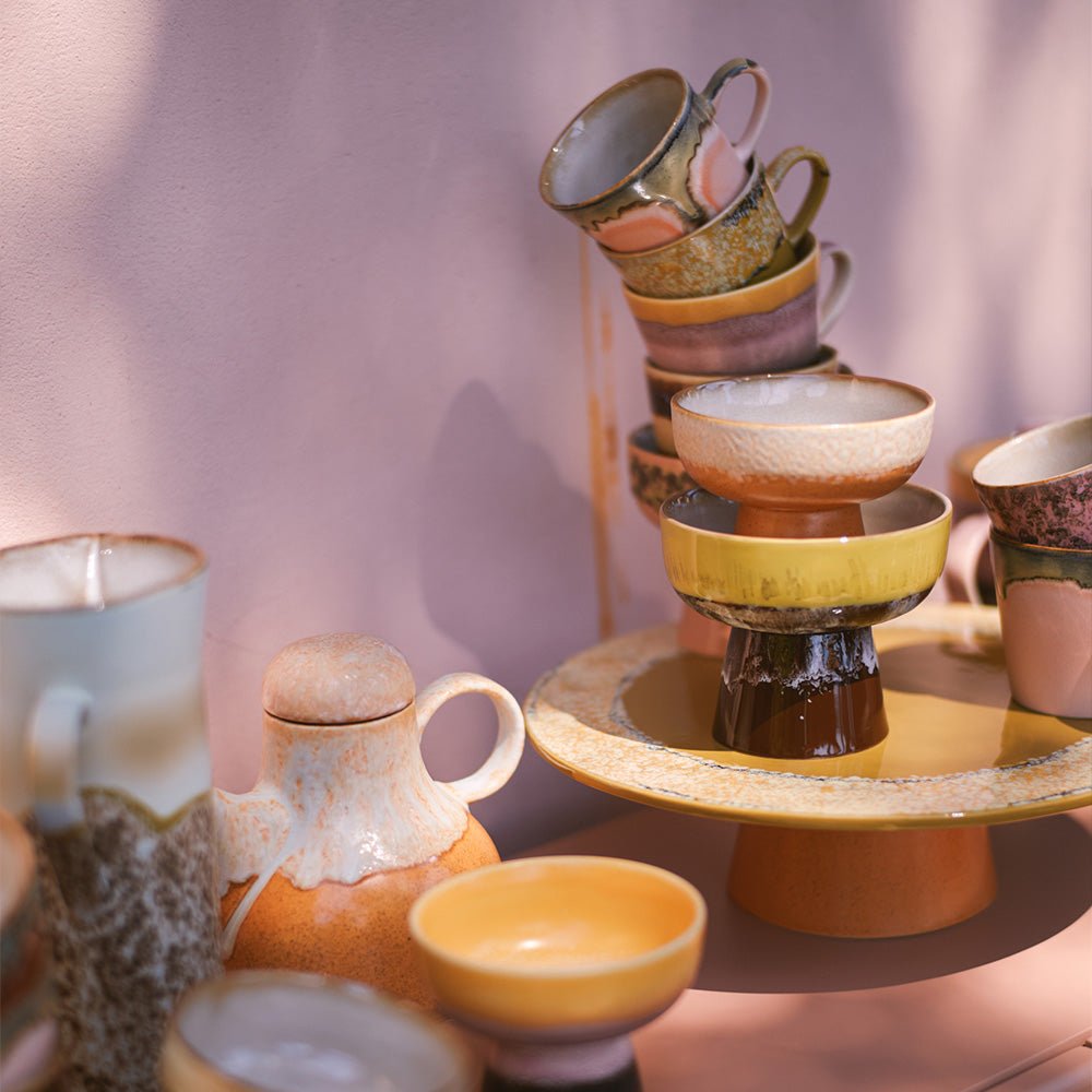 70s Ceramics: Tapas Bowl on Base - Creek L